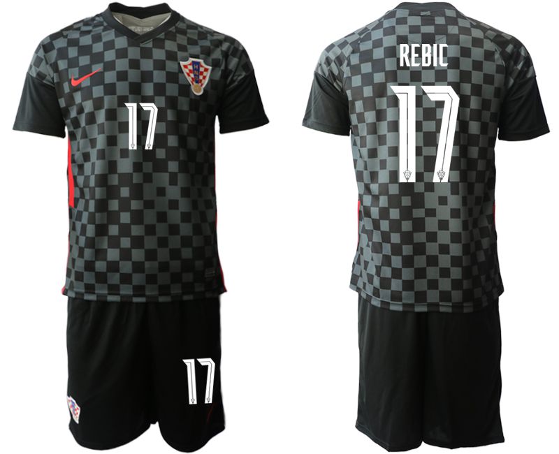 Men 2020-2021 European Cup Croatia away black #17 Nike Soccer Jersey